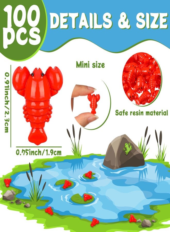 RoundFunny 100 Pcs Mini Lobster Figurine Resin Lobster Models Tiny Red Crawfish Decor Small Fake Sea Figurine for Early Education Teaching Aids, Party Shooting Props and Tabletop Decor - Image 2